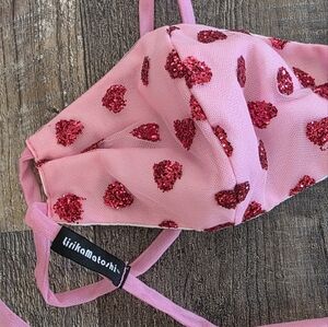 Brand New Without Tag Lirika Matoshi Glittrr Heart Face Mask